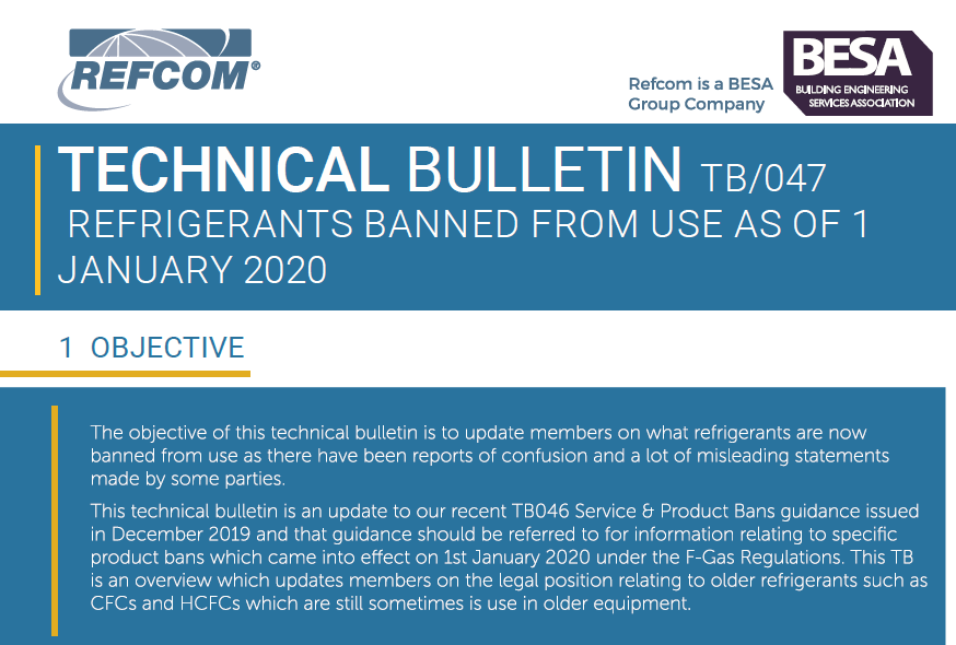 releases bulletin on banned refrigerants